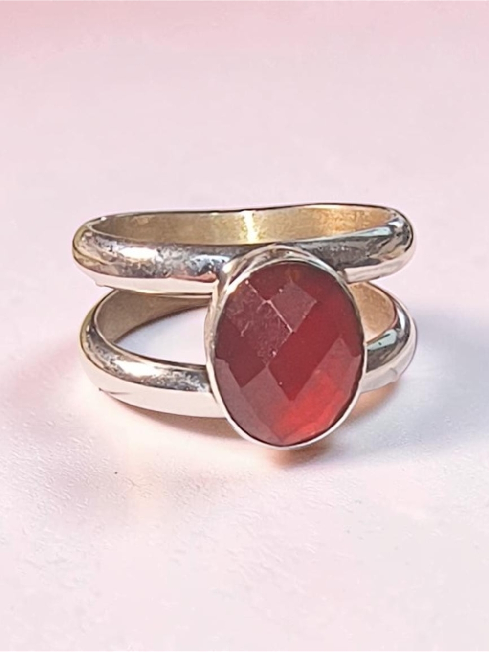 Jay King Desert Rose Sterling Silver Faceted Garnet Gemstone Ring